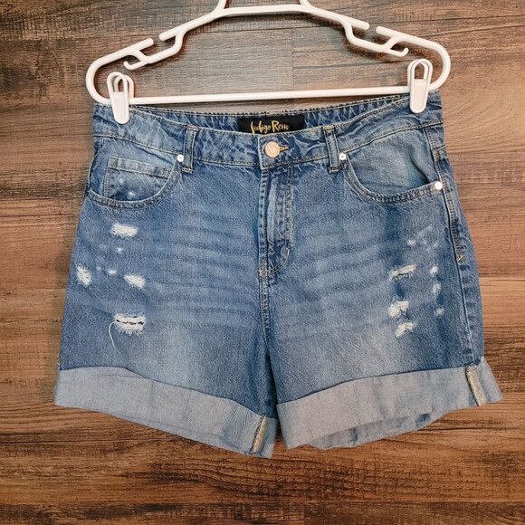 Indigo Rein Denim Shorts Size 30 Ripped Organic Cotton Blend Medium Light Wash - Picture 1 of 11